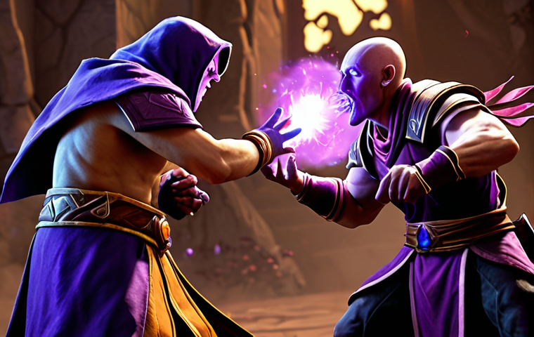 **
Prompt: Dota 2 hero Anti-Mage getting countered by a mid hero, gameplay screenshot, Dota 2 version 7.36, focus on hero interaction and item builds, dynamic lighting, detailed textures.
**