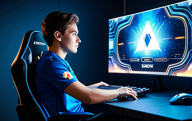 A professional gamer, fully clothed in a modest, high-performance esports jersey, sits composedly at a sleek, futuristic gaming desk. Their expression is one of quiet pride and focus as they gaze at a large, glowing monitor displaying a mosaic of stylized digital accolades and achievement badges, subtly representing a rich history of in-game honors. The background is a clean, modern gaming room with soft, ambient LED lighting. perfect anatomy, correct proportions, well-formed hands, natural pose, safe for work, appropriate content, professional dress, high quality, professional photography.