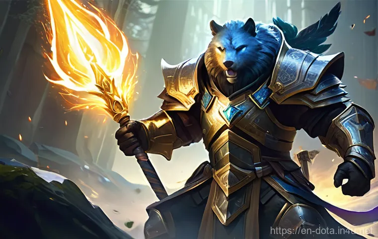 도타2 최강 조합 - **Epic Disable Chain in a Lush Fantasy Forest:**
    A dynamic, action-packed scene set in a dense, ...