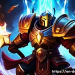 도타2 아이템 가치 평가 - A dynamic and detailed digital illustration of a Dota 2 carry hero, Juggernaut, in mid-battle stance...